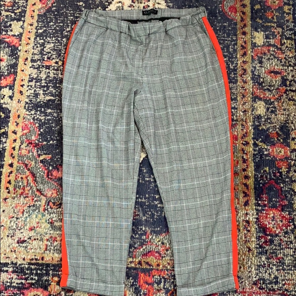 Eloquii Plaid pants with Orange stripe